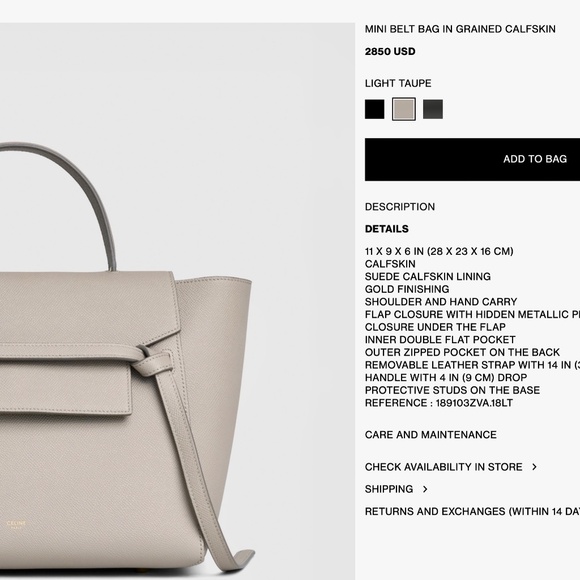 Celine Mini Belt Bag ( Largest size of the belt bag ) Light Taupe NEW - Picture 14 of 16